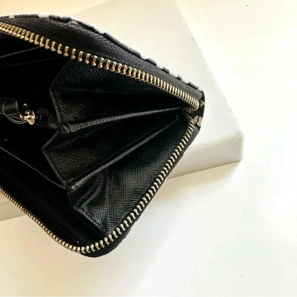 Kate Spade Polka Dot Large Zip Around Nylon/Leather Wallet